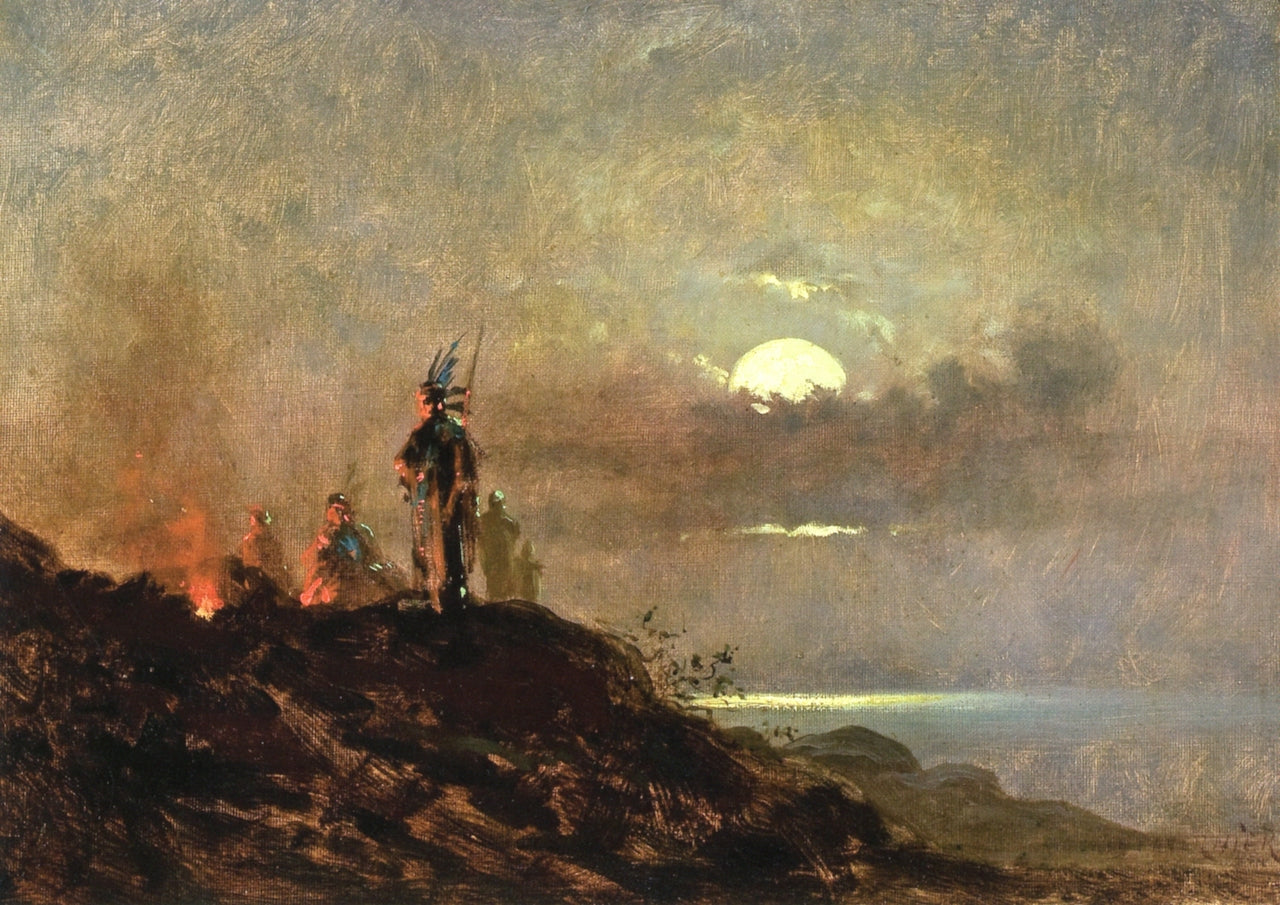 The Campfire, vintage artwork by Jules Tavernier, 12x8" (A4) Poster