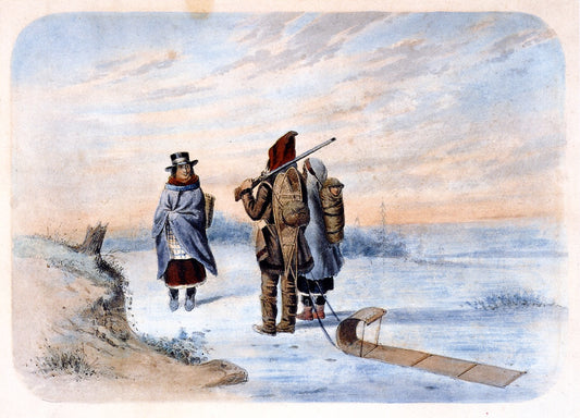Hunter and Two Women, vintage artwork by Cornelius Krieghoff, A3 (16x12") Poster Print