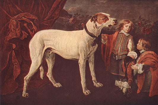 Dog, Dwarf and Boy, vintage artwork by Jan Fyt, 12x8" (A4) Poster