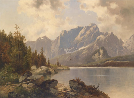 View Of The Weissenfelssee, vintage artwork by Josef Thoma, 12x8" (A4) Poster