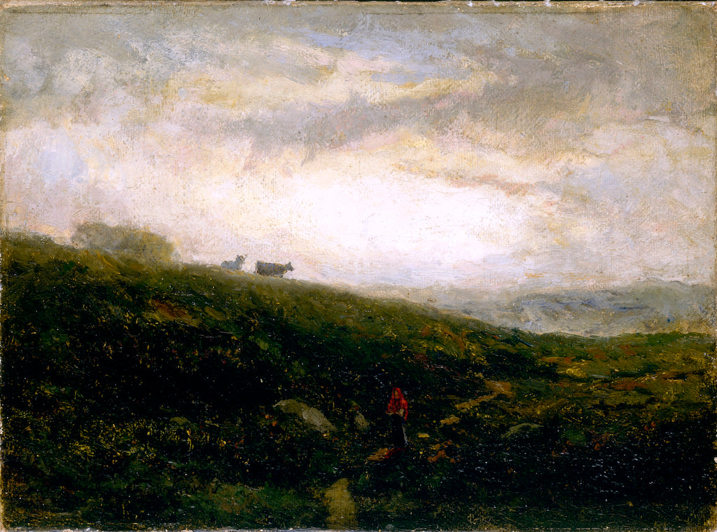 Cows Descending Hillside, vintage artwork by Edward Mitchell Bannister, 12x8" (A4) Poster