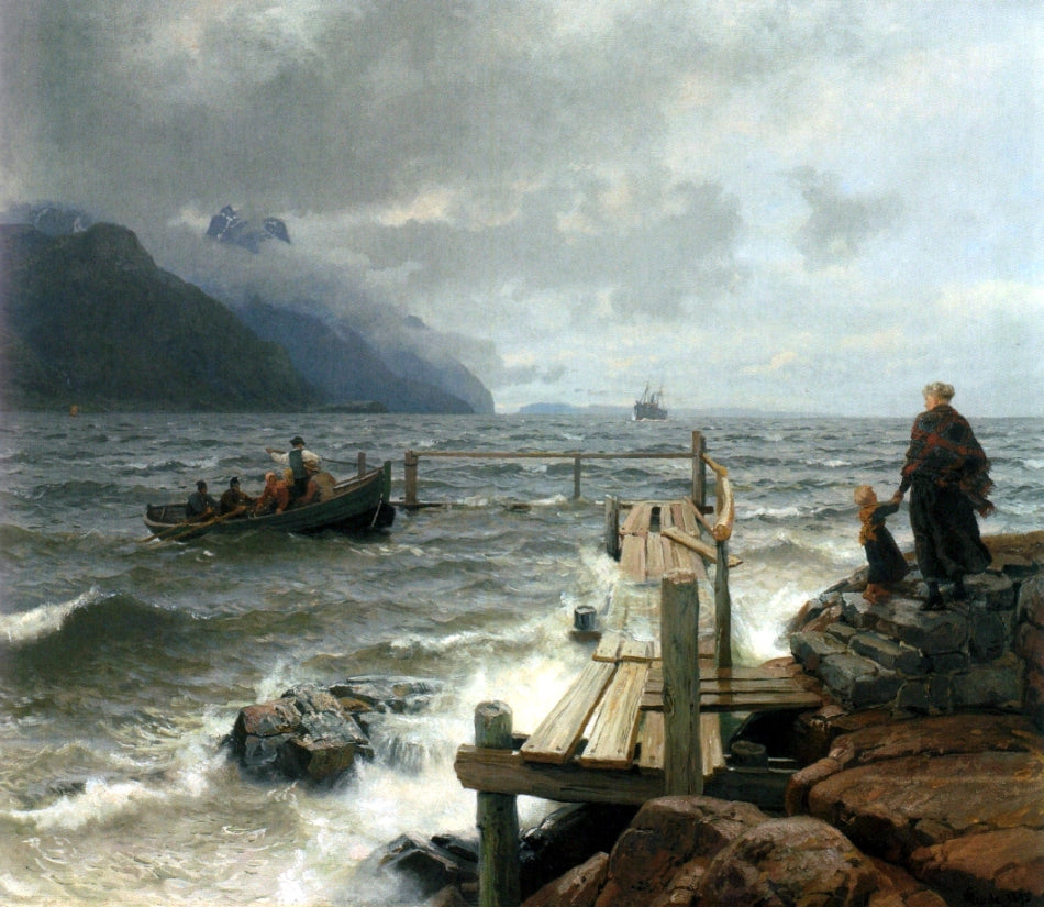 Fresh Breeze off the Norwegian Coast., vintage artwork by Hans Gude, 12x8" (A4) Poster