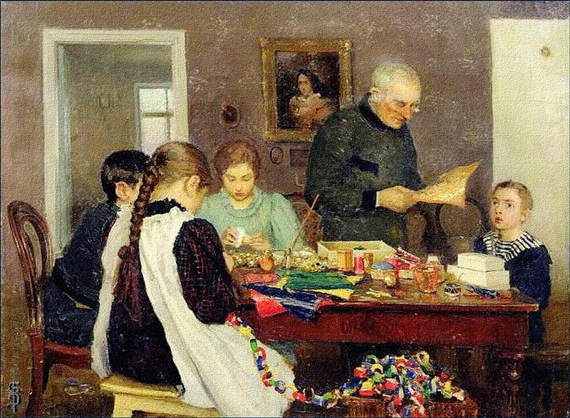Preparing for Christmas by Nicolai Vasilevich Dosekin,A3(16x12")Poster