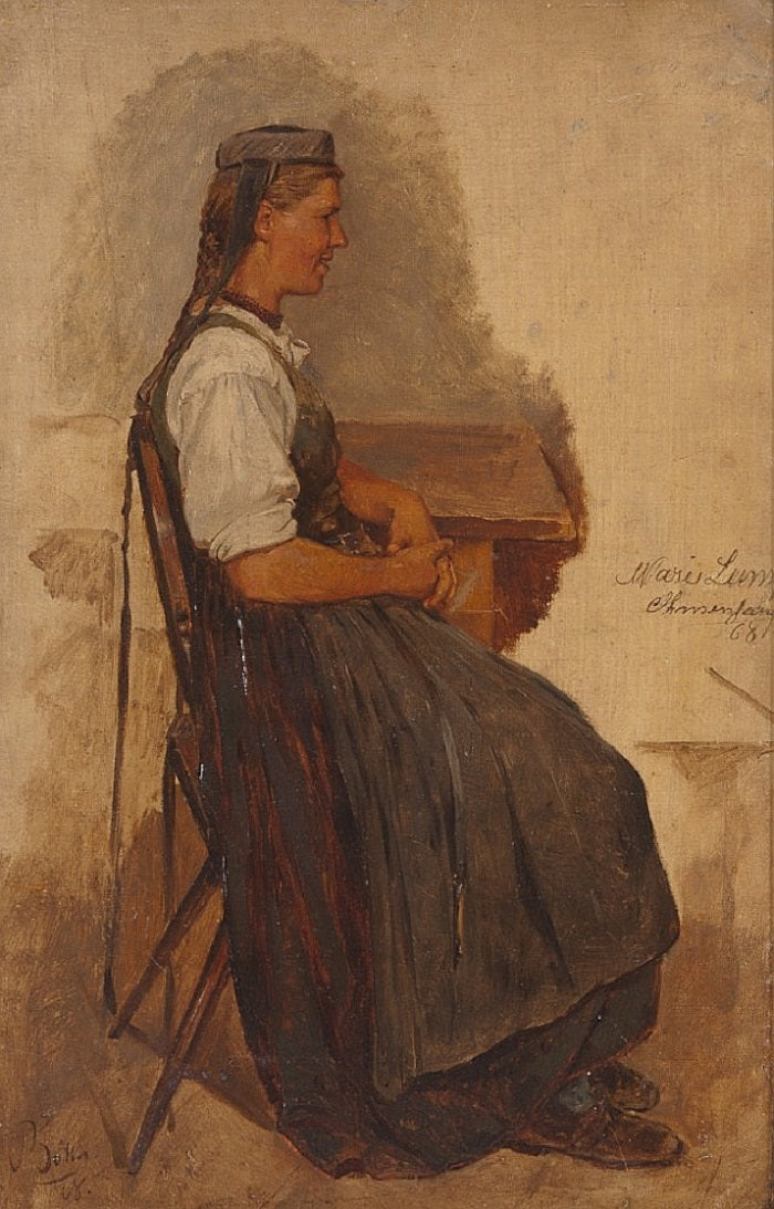 Woman at the Table, vintage artwork by Carl Böker, 12x8" (A4) Poster