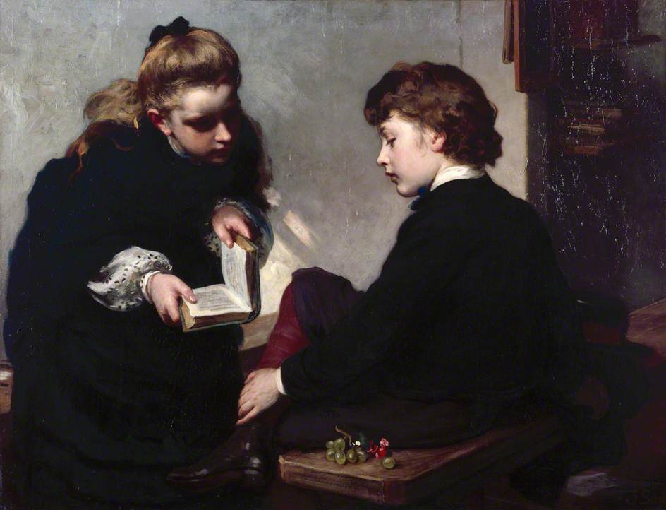 The Schoolmaster's Daughter, vintage artwork by James Sant, R.A., A3 (16x12") Poster Print