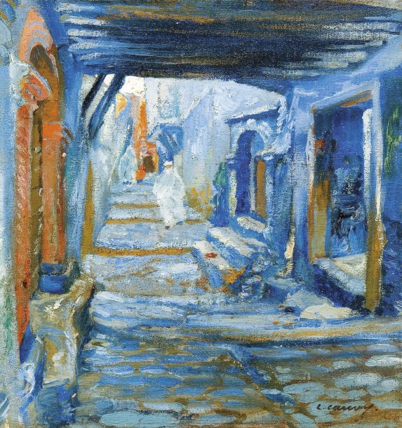 Small Street in the Casbah, Algiers, vintage artwork by Leon Cauvy, 12x8" (A4) Poster