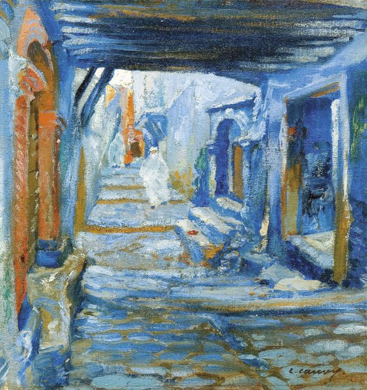 Small Street in the Casbah, Algiers, vintage artwork by Leon Cauvy, 12x8" (A4) Poster