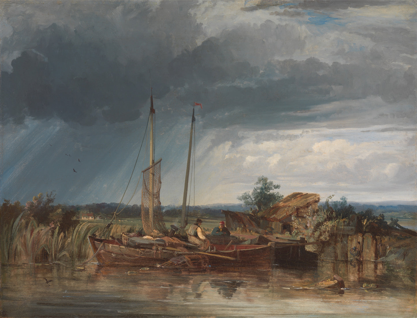 Two Fishing Boats on the Banks of Inland Waters, vintage artwork by George Paul Chambers, Sr., A3 (16x12") Poster Print