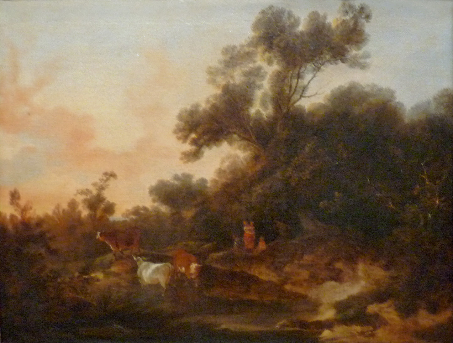 Landscape with Figures and Cattle at Sunset, vintage artwork by Philippe-Jacques de Loutherbourg, 12x8" (A4) Poster