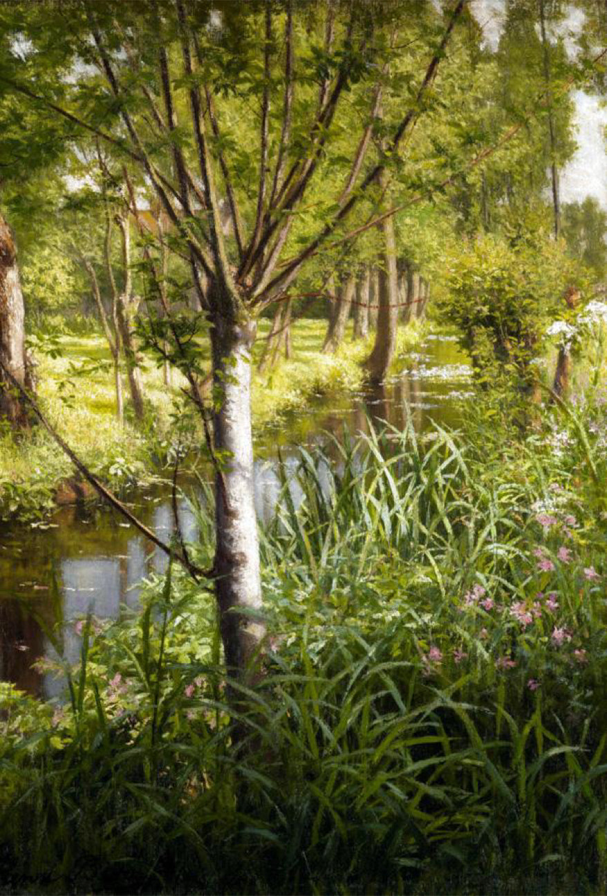 Summer on the River Bank, vintage artwork by Henri Biva, 12x8" (A4) Poster
