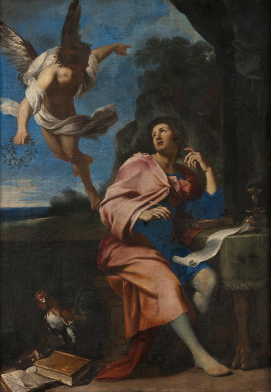 Allegory over Poetry, vintage artwork by Giovanni Francesco Romanelli, 12x8" (A4) Poster