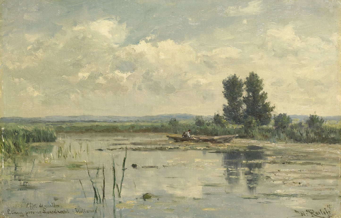 Lake near Loosdrecht, vintage artwork by Willem Roelofs, 12x8" (A4) Poster