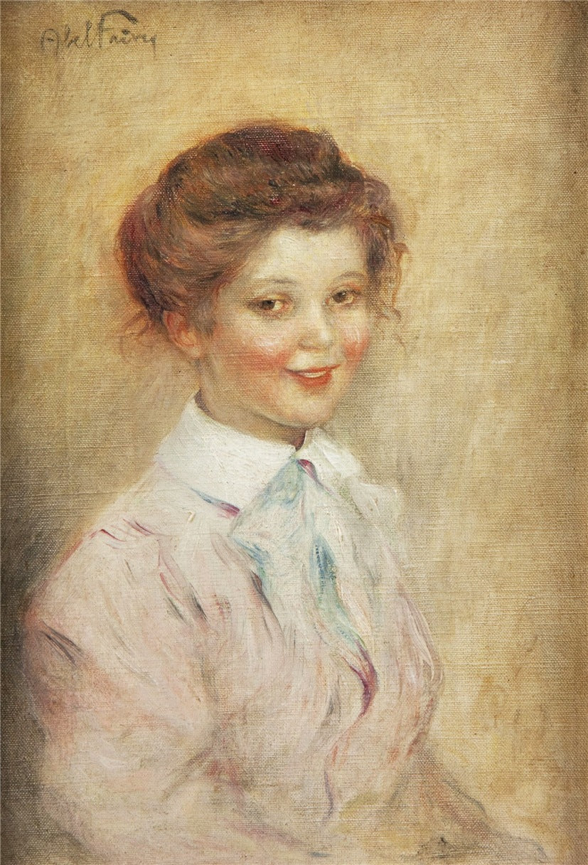 Portrait d'une jeune fille, vintage artwork by Abel Faivre, 12x8" (A4) Poster