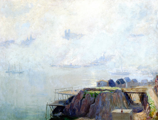 Lifting Fog, St. John's, Newfoundland, vintage artwork by Maurice Cullen, 12x8" (A4) Poster