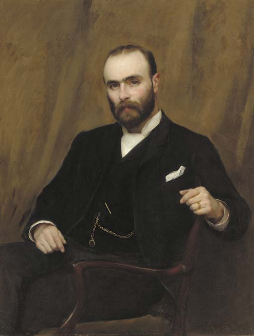 Portrait of Alexander Garthside White in a Black Suit, vintage artwork by Thomas Benjamin Kennington, 12x8" (A4) Poster