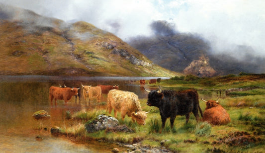 A Quiet Morning, a Rossshire Loch, vintage artwork by Louis Bosworth Hurt, 12x8" (A4) Poster