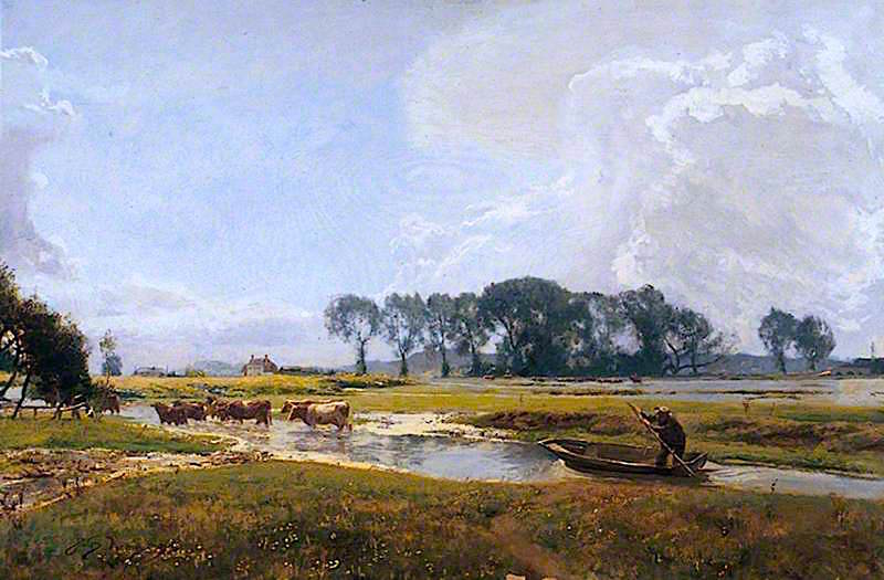 Driving the Cows, Hampshire, vintage artwork by Sir David Scott Murray, 12x8" (A4) Poster