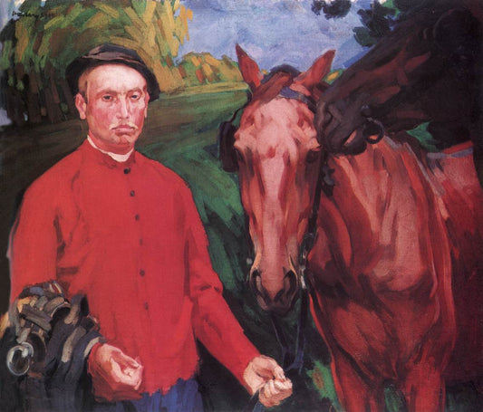 Young Man of Somogy with Horses by Janos Vaszary,A3(16x12")Poster