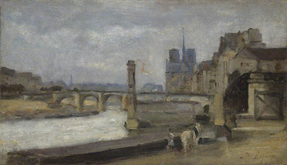 The Pont de la Tournelle, Paris, vintage artwork by Stanislas Lepine, 12x8" (A4) Poster