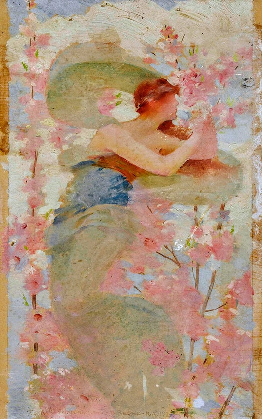 Sketch for 'May', vintage artwork by George Randolph Barse, Jr., 12x8" (A4) Poster