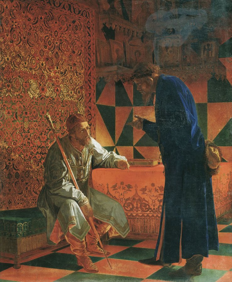 Ivan the Terrible and Malyuta Skuratov, vintage artwork by Grigory Sedov, 12x8" (A4) Poster