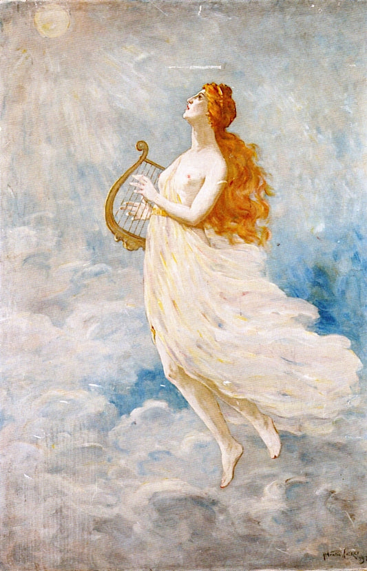 Muse with Harp, vintage artwork by Horatio Walker, 12x8" (A4) Poster
