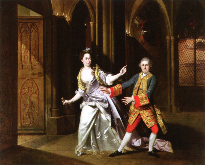 David Garrick as Macbeth and Hannah Pritchard as Lady Macbeth, vintage artwork by Johann Zoffany, 12x8" (A4) Poster