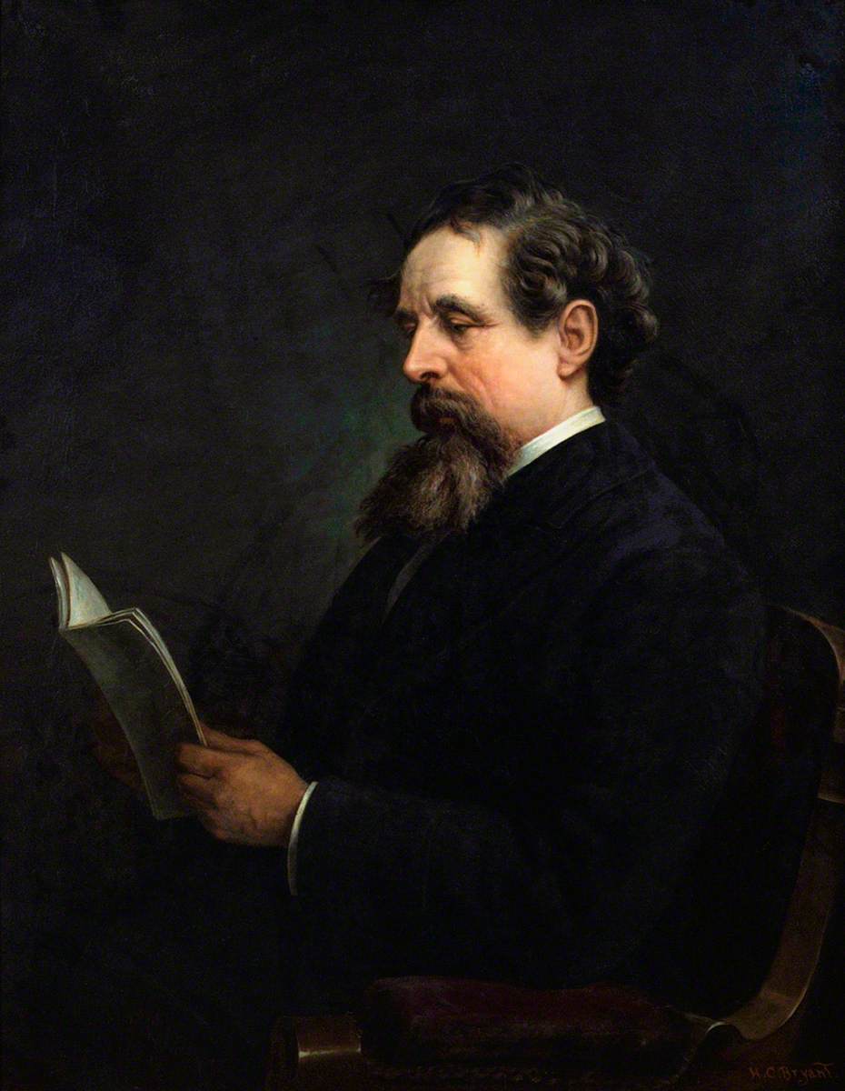 Charles Dickens, vintage artwork by Henry Charles Bryant, 12x8" (A4) Poster
