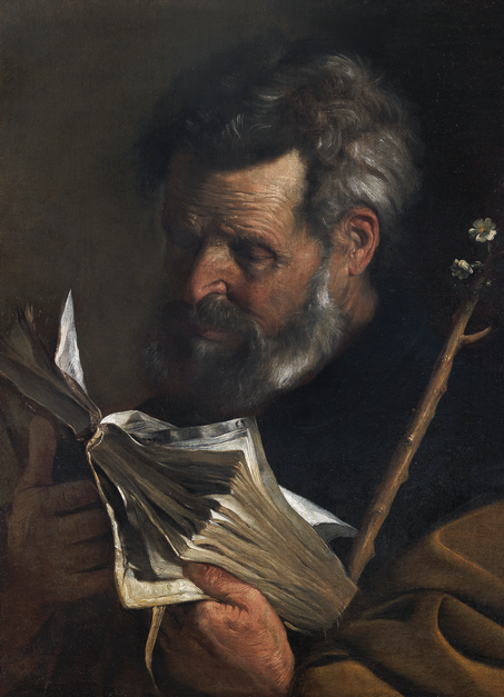 St. Joseph Reading, vintage artwork by Pier Francesco Mola, 12x8