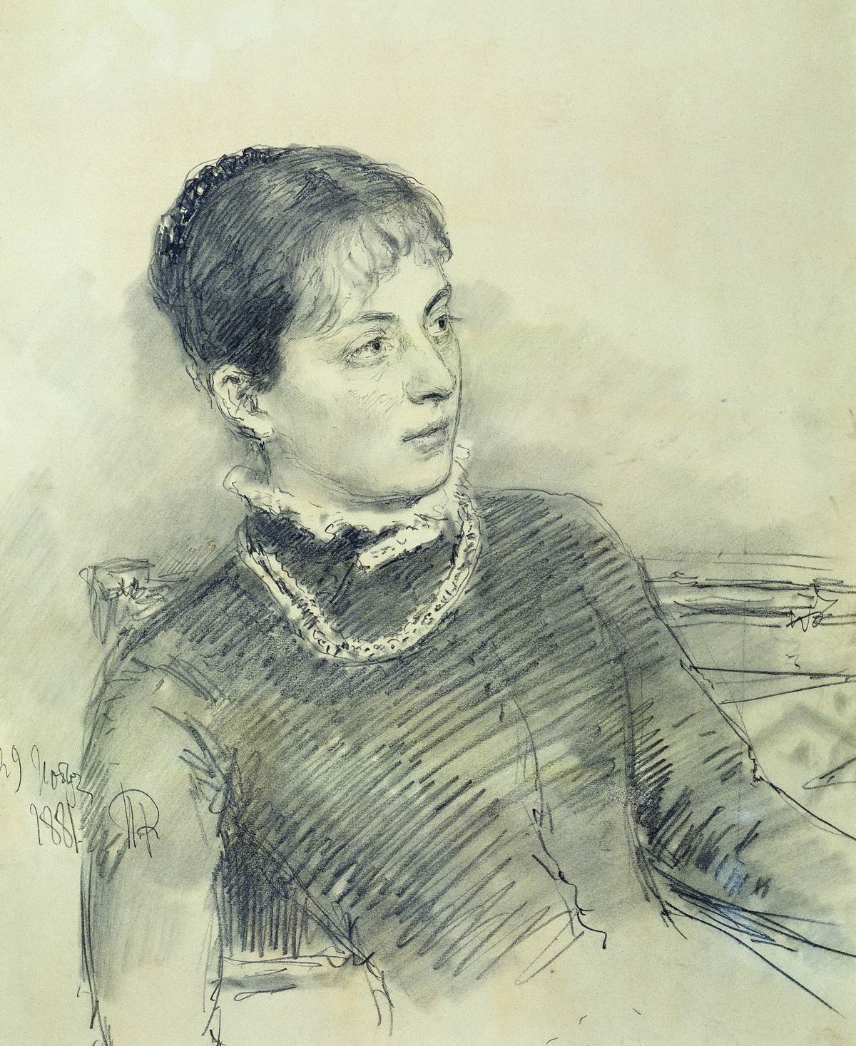 The Artist's Wife on the Sofa, vintage artwork by Ilia Efimovich Repin, 12x8" (A4) Poster