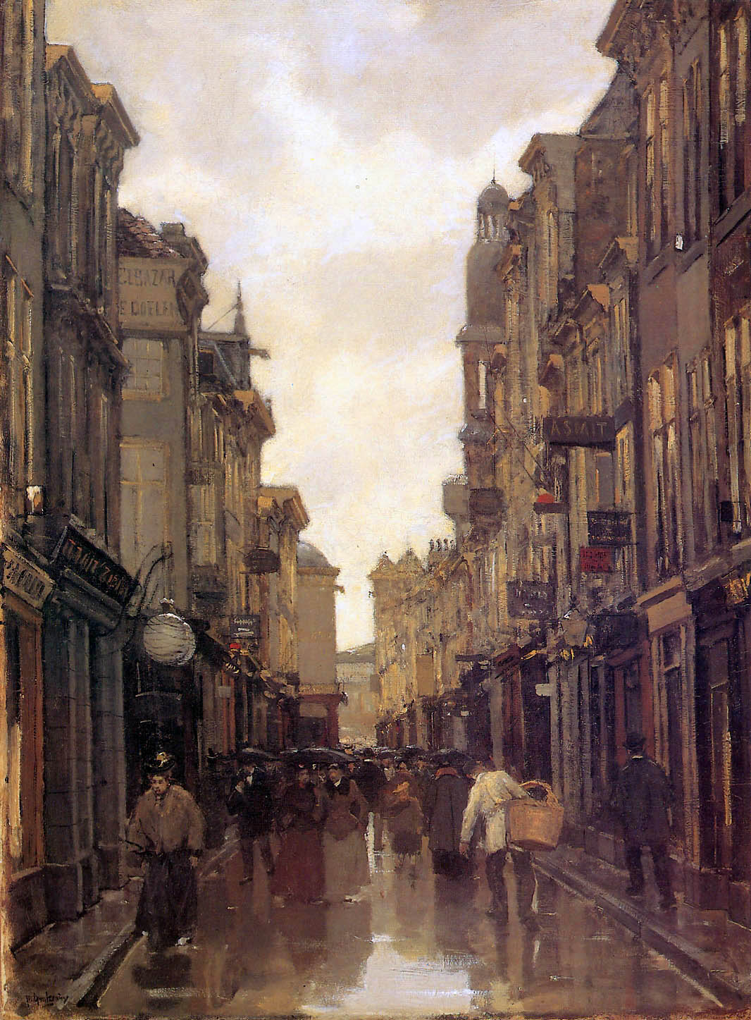 Spuistraat Den Haag, vintage artwork by Floris Arntzenius, 12x8" (A4) Poster