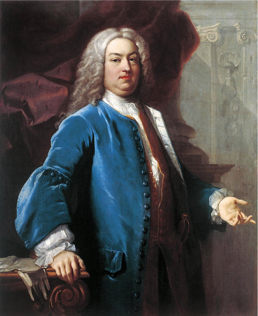 Portrait of a Gentleman in Blue Jacket, vintage artwork by Jacopo Amigoni, 12x8" (A4) Poster
