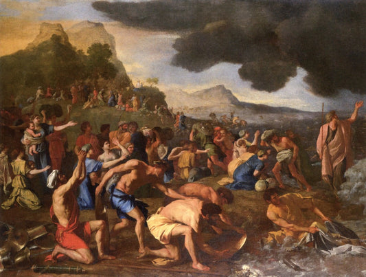 The Crossing of the Red Sea, vintage artwork by Nicolas Poussin, 12x8" (A4) Poster