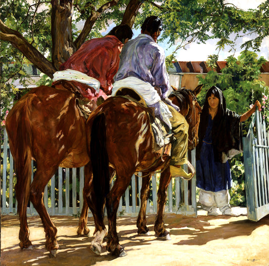 Callers, vintage artwork by Walter Ufer, 12x8" (A4) Poster