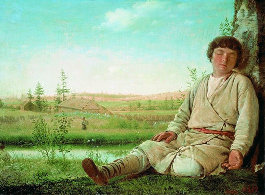 Sleeping Shepherd, vintage artwork by Alexei Venetsianov, 12x8" (A4) Poster