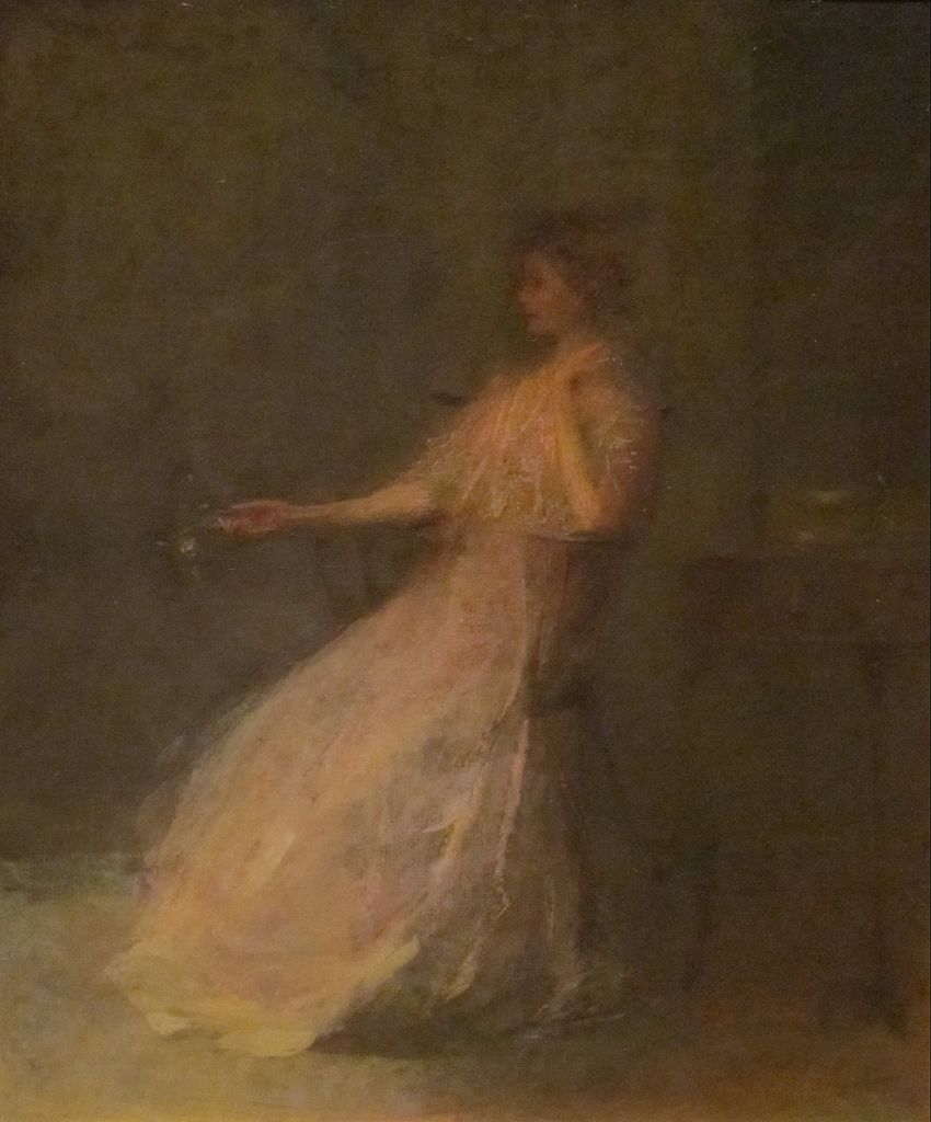 Lady with a Rose, vintage artwork by Thomas Wilmer Dewing, 12x8" (A4) Poster