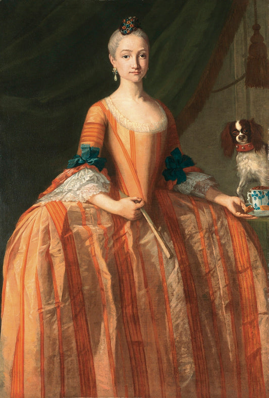 Portrait of the Infanta Maria Josefa de Borbón, vintage artwork by Giuseppe Bonito, 12x8" (A4) Poster