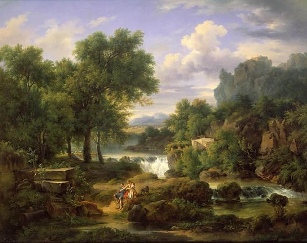 Roman Shepherds Contemplating the Ruins of a Tomb, vintage artwork by Achille-Etna Michallon, A3 (16x12") Poster Print