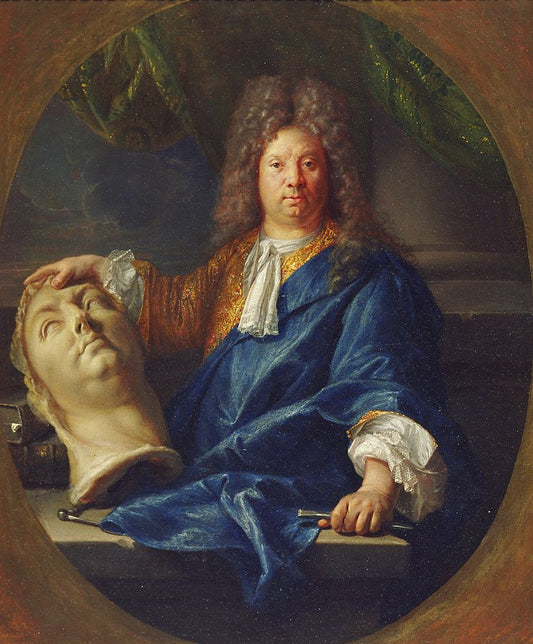 Portrait of Antoine Coysevox, vintage artwork by Attributed to Pierre Mignard, 12x8" (A4) Poster