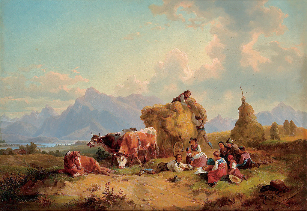 Harvest Scene near Salzburg, vintage artwork by Friedrich Gauermann, A3 (16x12") Poster Print