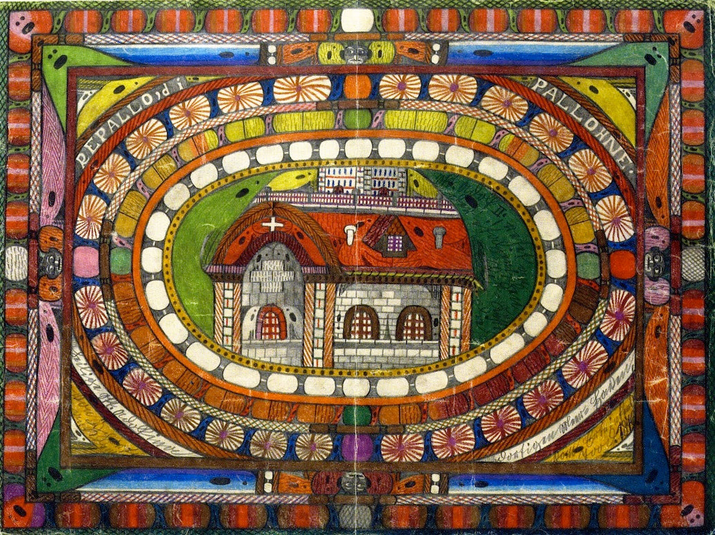 Present from Pallohne, vintage artwork by Adolf Wölfli, 12x8" (A4) Poster
