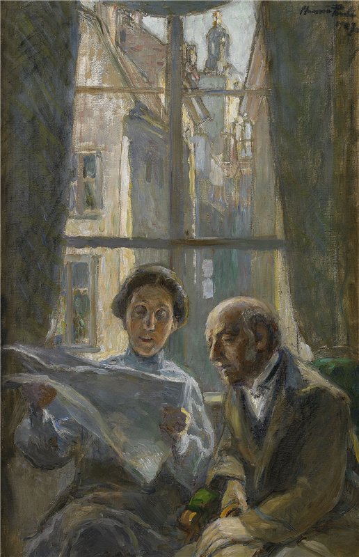 The old house. Betty reading, vintage artwork by Hanna Hirsch-Pauli, 12x8" (A4) Poster