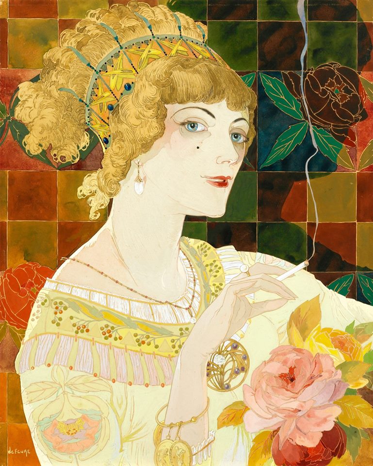 La Fumeuse by Georges de Feure,A3(16x12")Poster