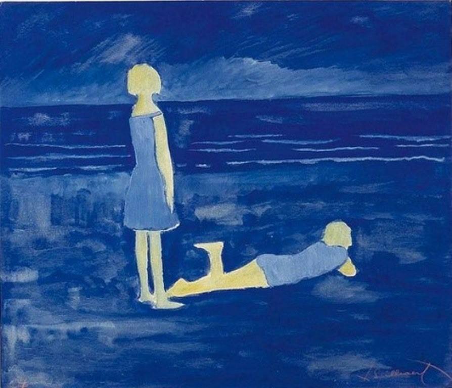 Young Women at the Beach, vintage artwork by Leon Spilliaert, 12x8" (A4) Poster