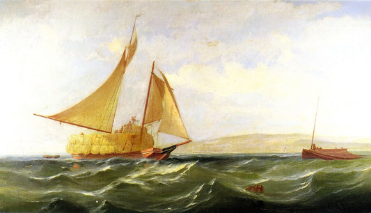 Hay Scow on San Francisco Bay, vintage artwork by Gideon Jacques Denny, 12x8" (A4) Poster