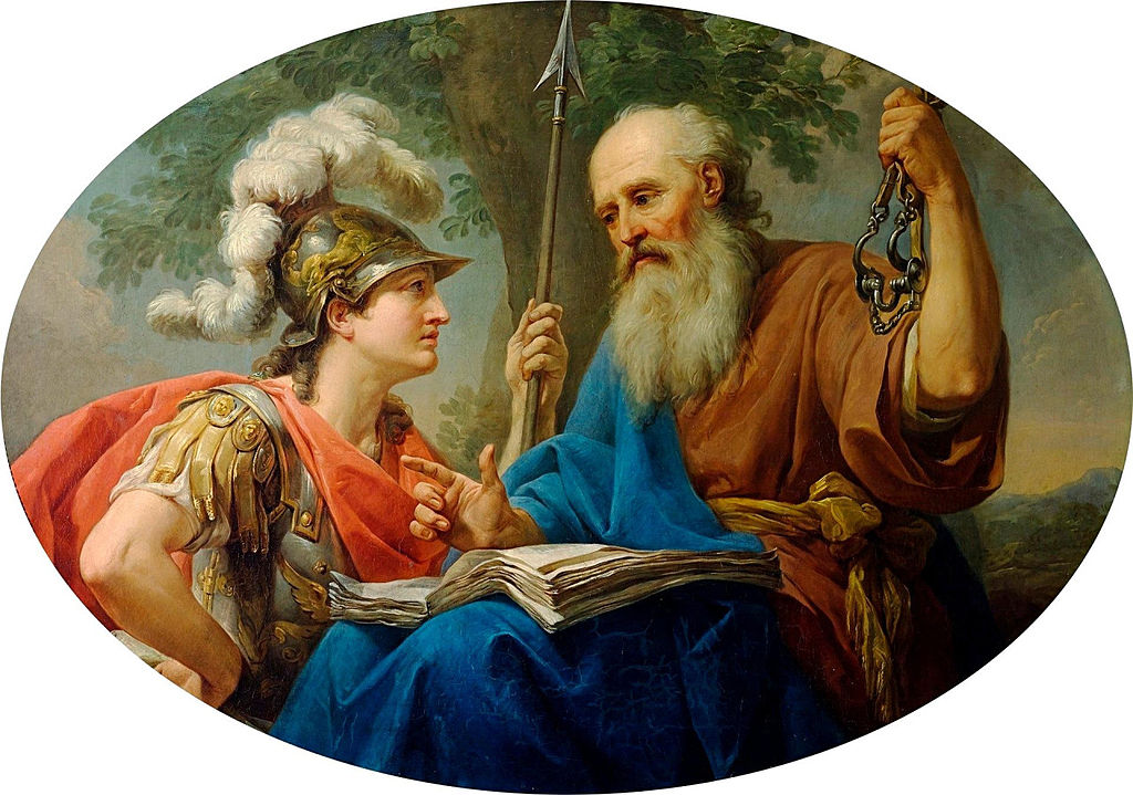 Alcibiades Being Taught by  Socrates, vintage artwork by Marcello Bacciarelli, 12x8" (A4) Poster