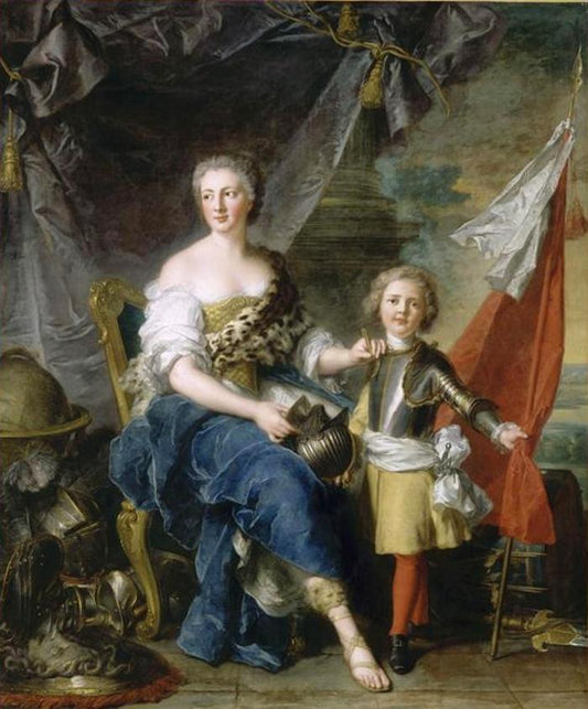 Portrait of Jeanne Louise de Lorraine, Mademoiselle de Lambesc and her brother Louis de Lorraine, vintage artwork by Jean-Marc Nattier, 12x8" (A4) Poster