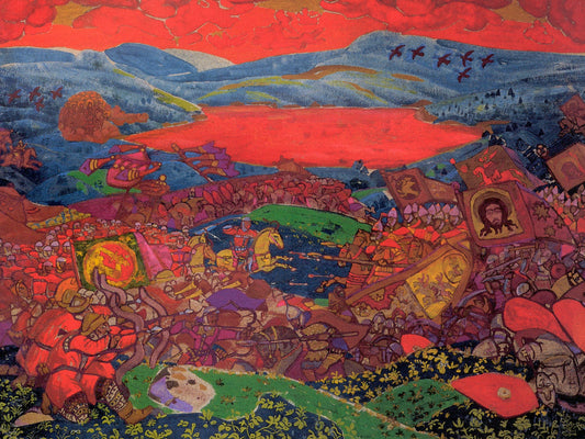 The Battle of Kerzhenets, vintage artwork by Nicholas Roerich, 12x8" (A4) Poster