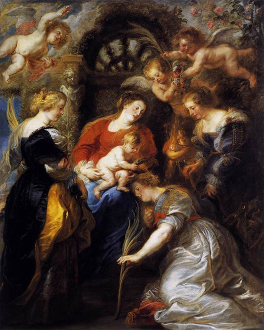 The Crowning of St Catherine, vintage artwork by Peter Paul Rubens, 12x8" (A4) Poster