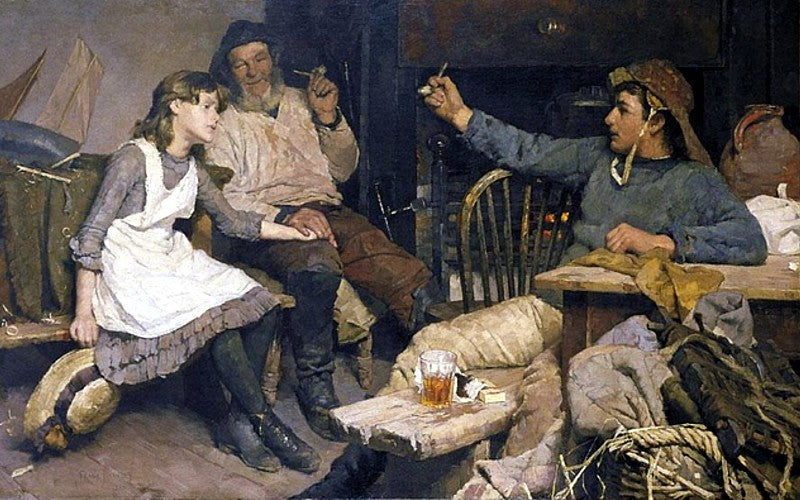 Every One His Own Tale, vintage artwork by Frank Bramley, R.A., 12x8" (A4) Poster